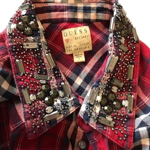 Guess Vintage Western Shirt - Gemstone Collar - Size Small - Picture 2 of 12
